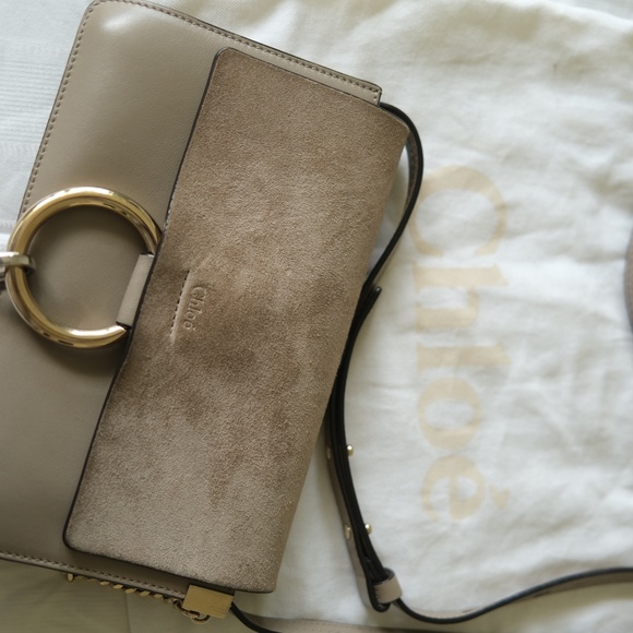 Chloe Faye Crossbody Shoulder Bag Calfskin Grey Leather + Grey Suede - Picture 8 of 8